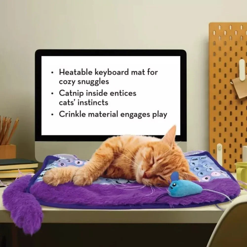 KONG Comfort Key Play Mat - Heatable Crinkle Computer Keyboard Mat for Snuggling